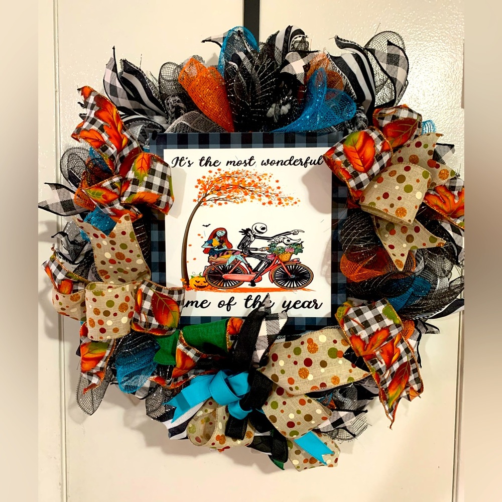 Item54Jack&Sallie Wreath Autumn Time Outdoor Decor